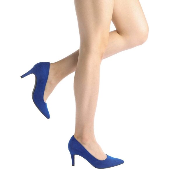 Dream Pair Women Royblue Faux Leather Kucci Pointed Toe High Heel Pumps Shoes - Picture 8 of 8